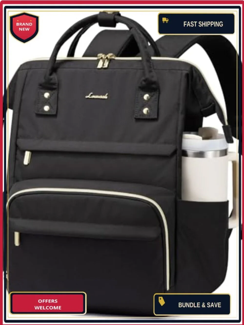 LOVEVOOK Laptop Backpack Women 15.6 Inch Daypack with USB Charging Port